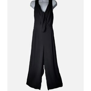 Abercrombie & Fitch Black Jumpsuit Medium Tie‎ Front Elastic Waist Flowy Boho
